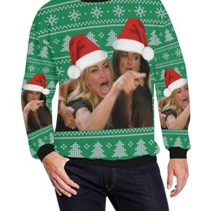 Angry Woman Yelling Ugly Christmas Sweater